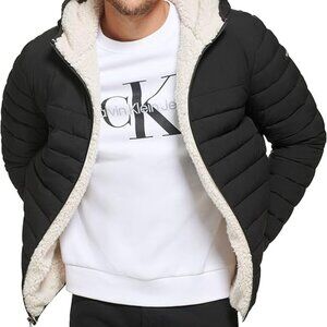 NEW Calvin Klein Mens Mid-weight Sherpa Lined PufferJacket sz small black